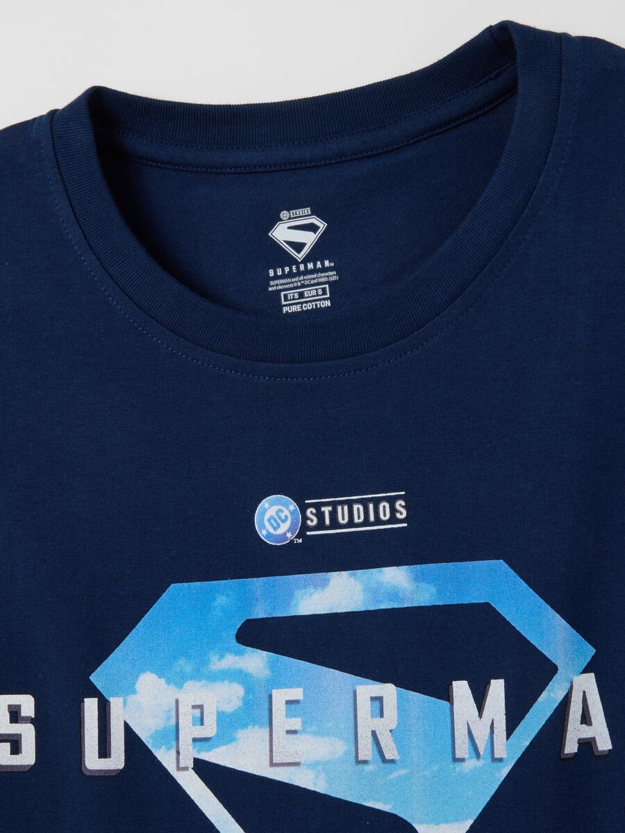 Men's pure cotton blue T-shirt with Superman logo_1