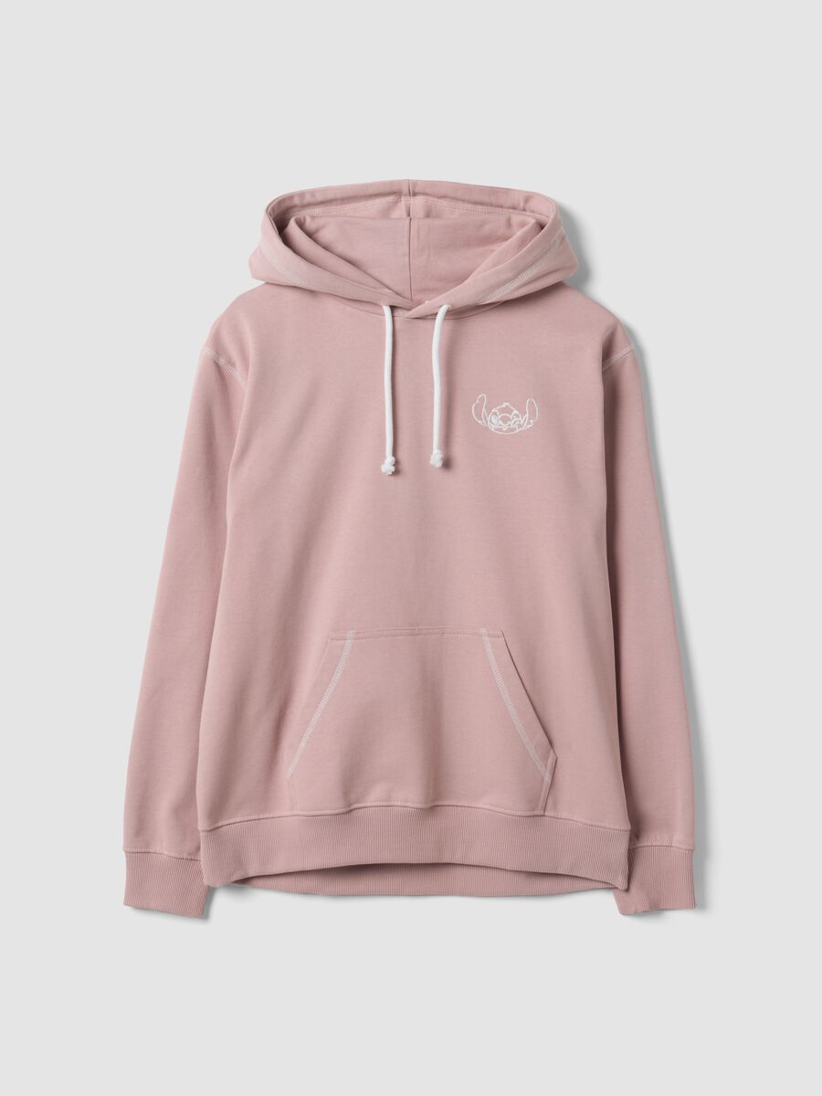 Pink hooded sweatshirt in pure cotton with Lilo & Stitch print_4