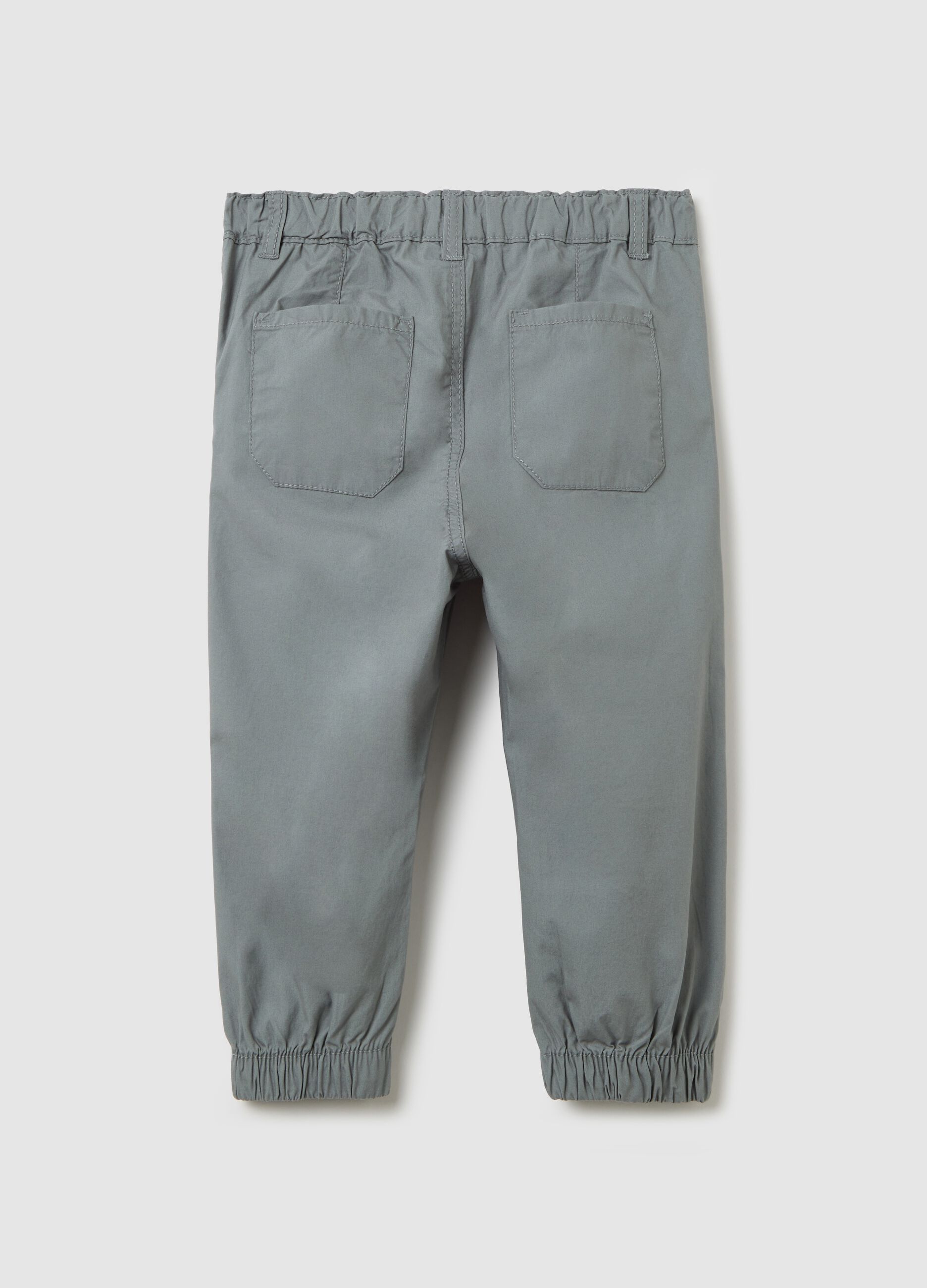 Poplin trousers with elasticated edging