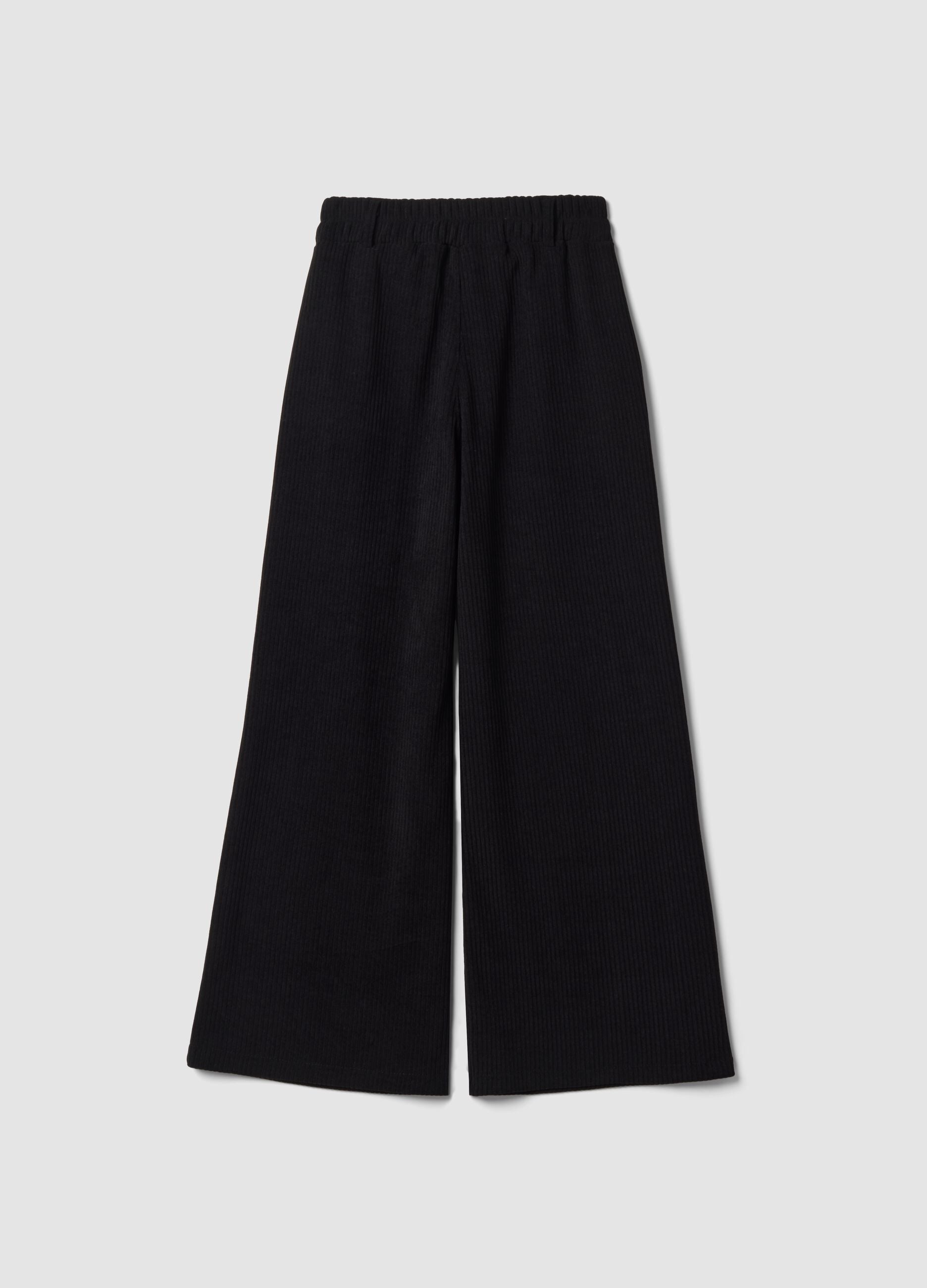 Pantaloni neri lunghi in tessuto elasticizzato regular fit