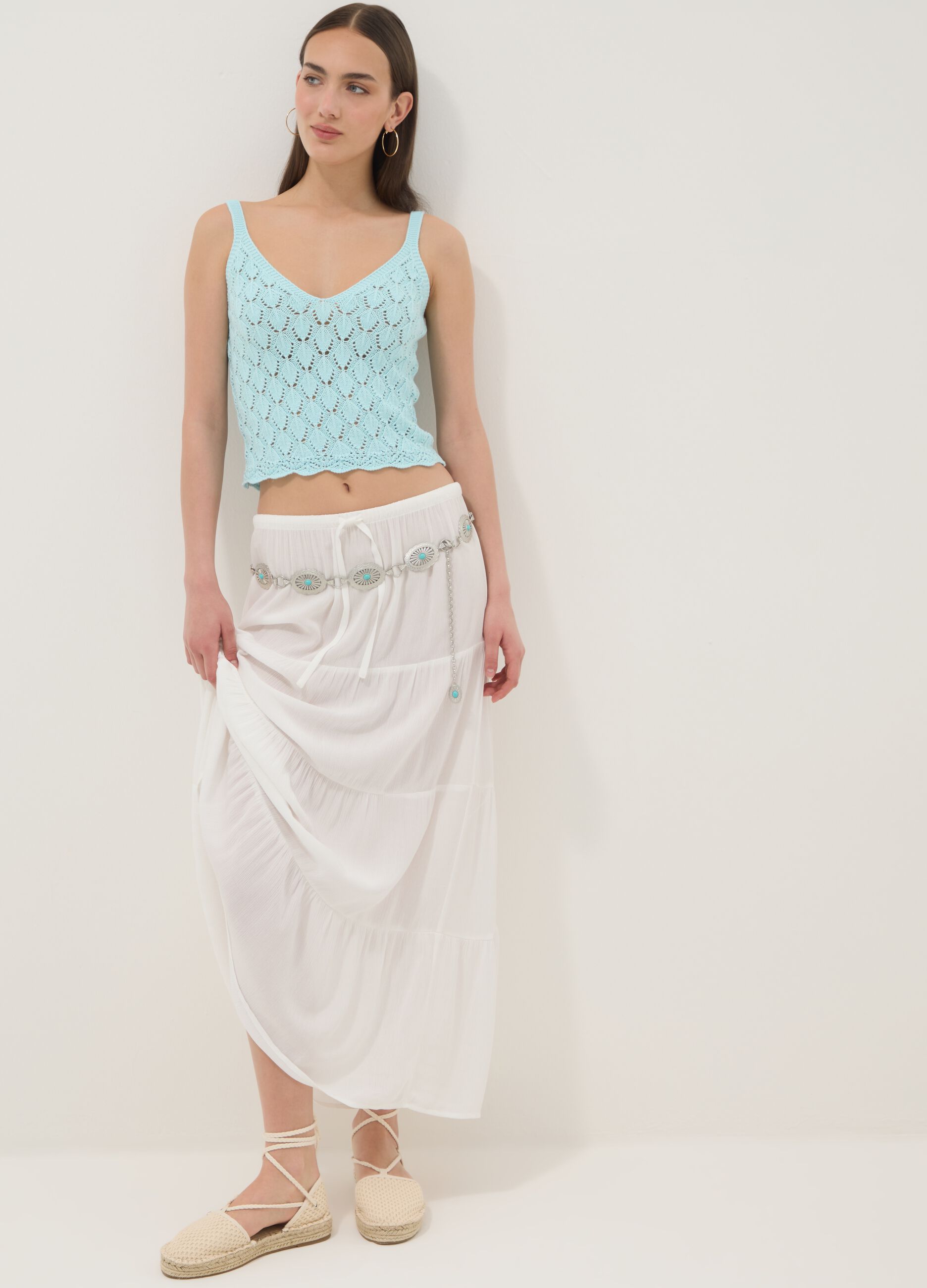 White maxi skirt in pure viscose