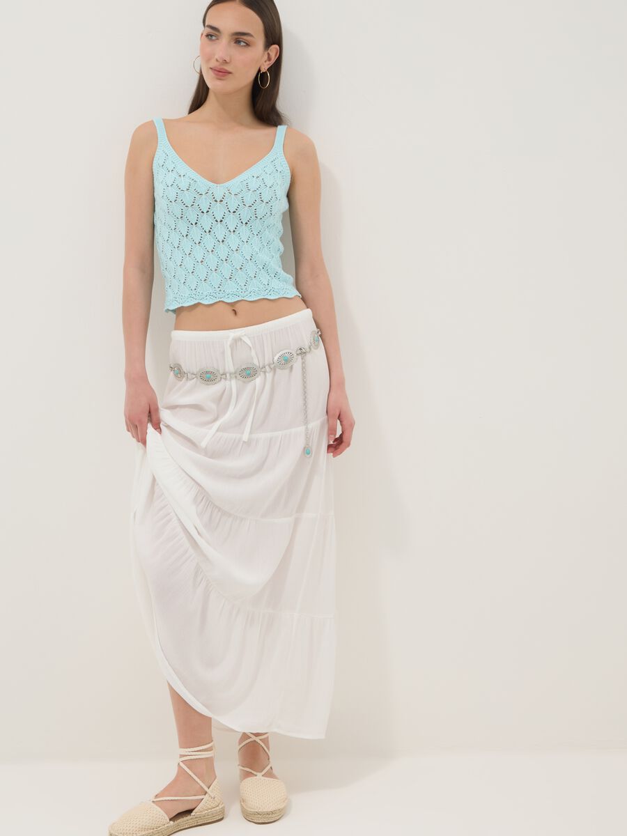 White maxi skirt in pure viscose_0