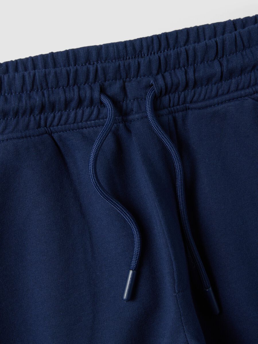 Pantaloncini in puro cotone blu da bambino regular fit_3