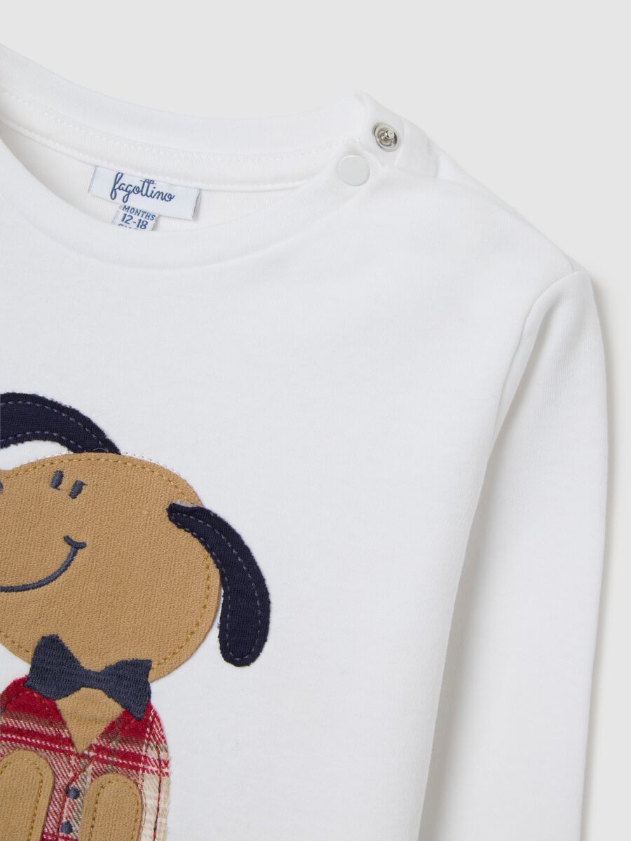 Boys' white cotton T-shirt regular fit with dog print_2