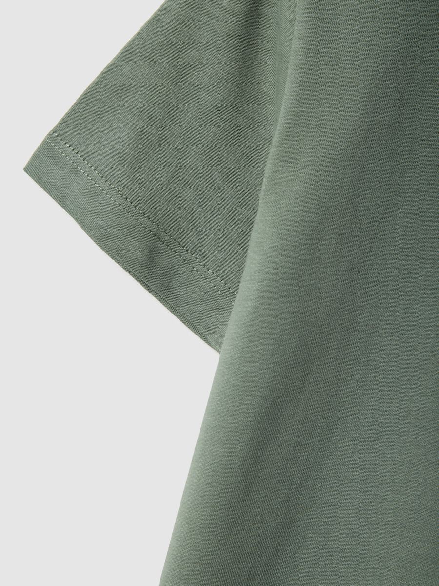 Green crew neck children's t-shirt in pure cotton regular fit_3