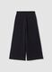 Pantaloni neri wide leg in tessuto fleece elasticizzato_1