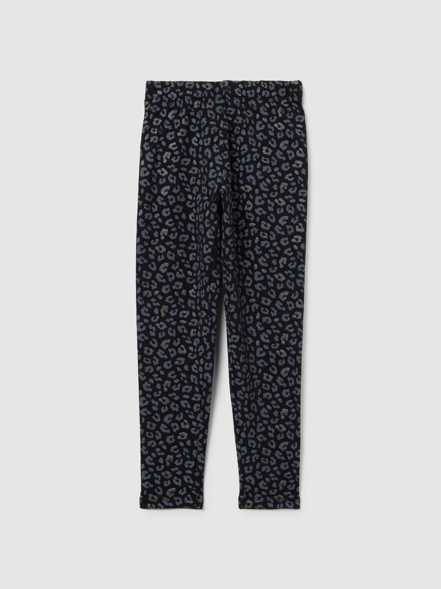Girls' Black Animal Print Skinny Cotton Leggings_0
