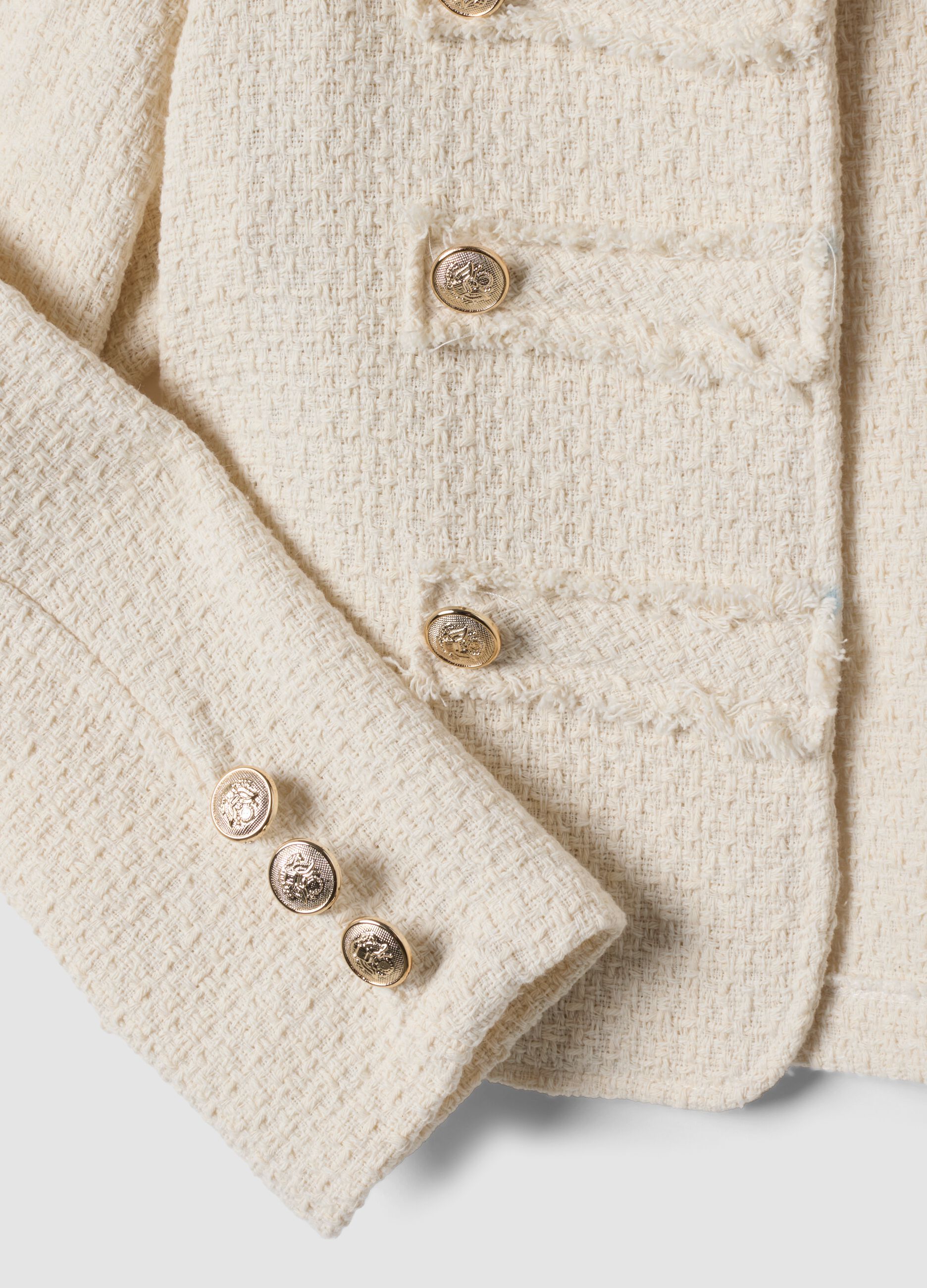 Giacca beige in misto cotone e viscosa