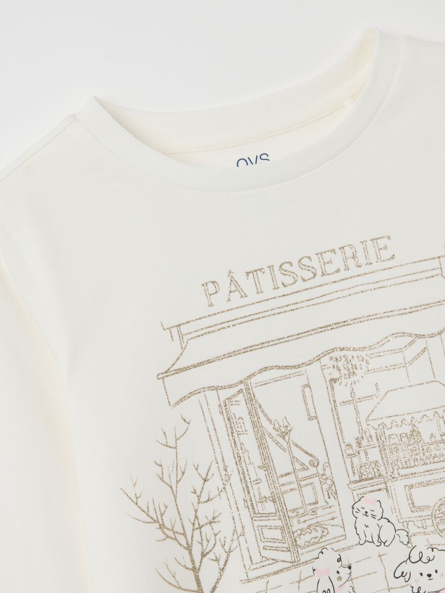 Girls' white pure cotton T-shirt regular fit_3