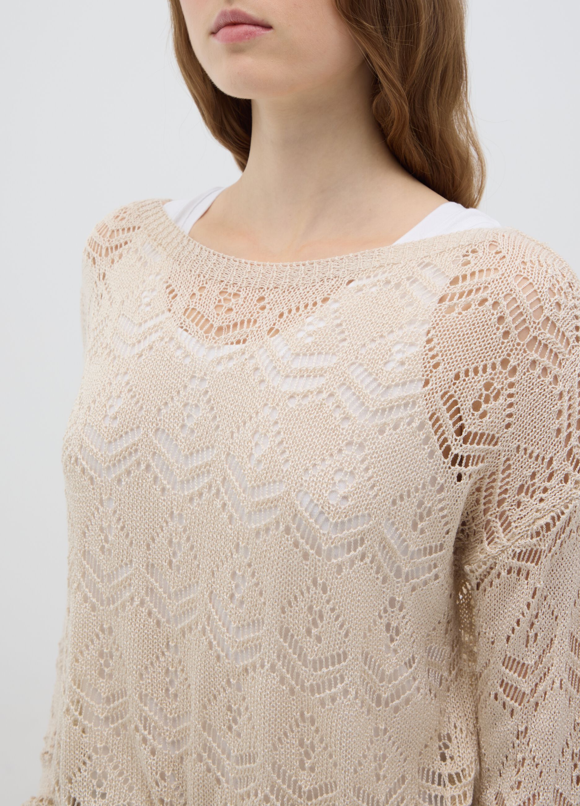 Women's beige regular fit jumper