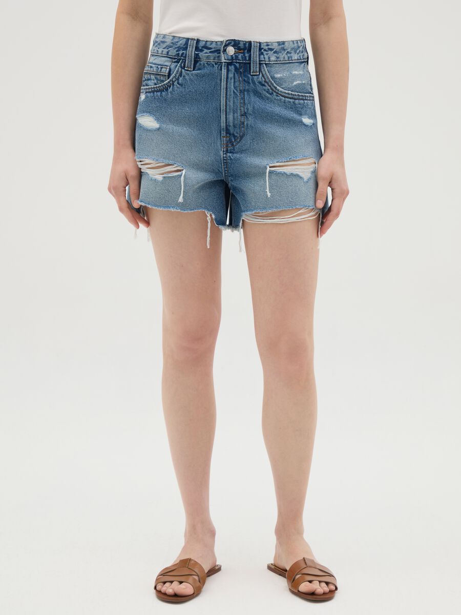 Shorts da donna in puro cotone denim regular fit_1