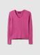 Pink pure cotton regular fit pullover with cable knit design_4