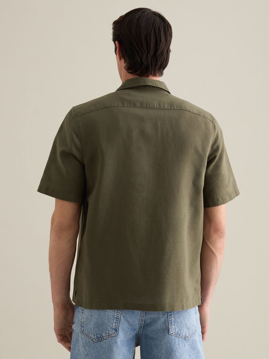 Green linen and cotton shirt Piombo_3