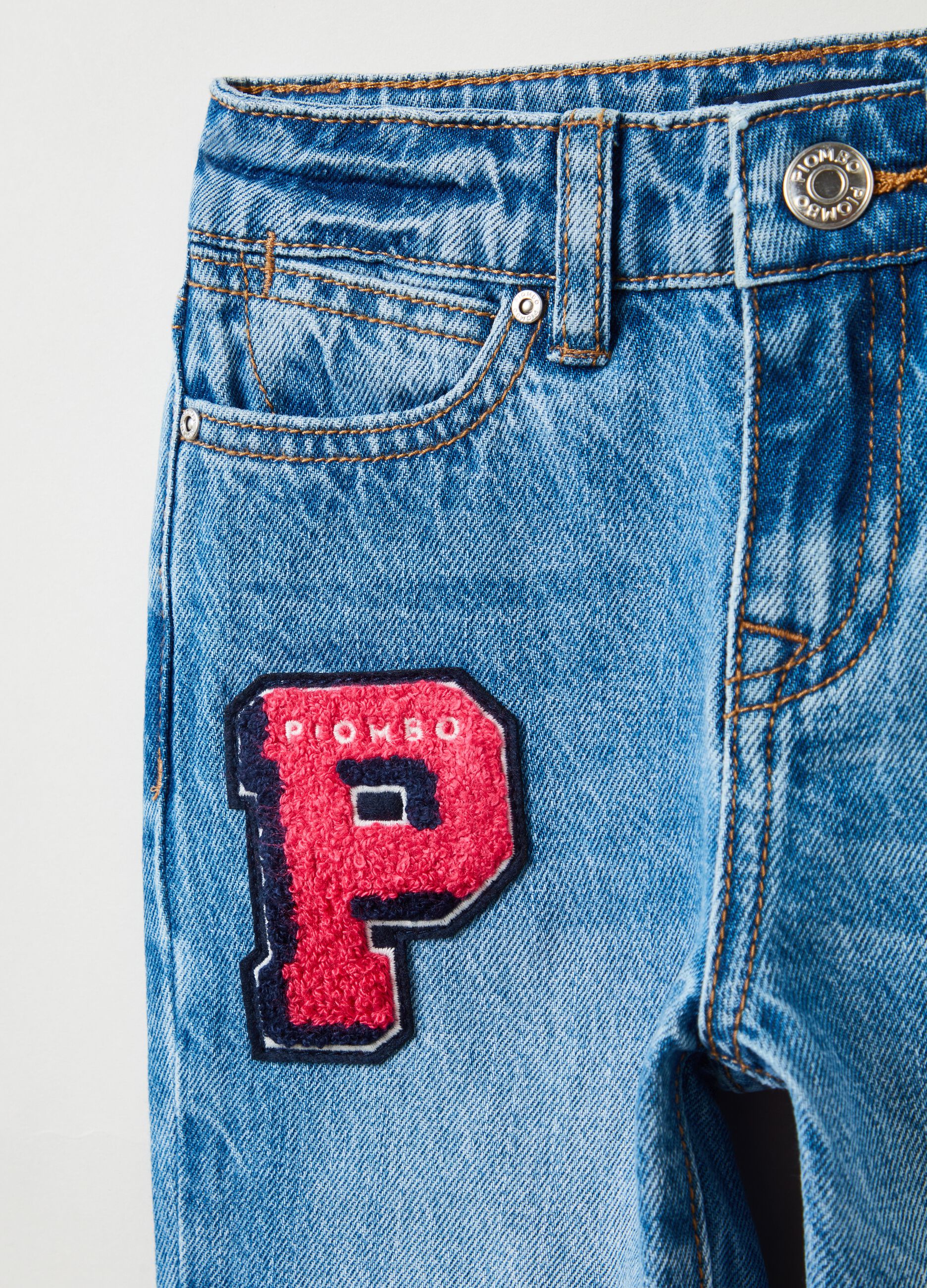 Jeans cinque tasche con patch_2