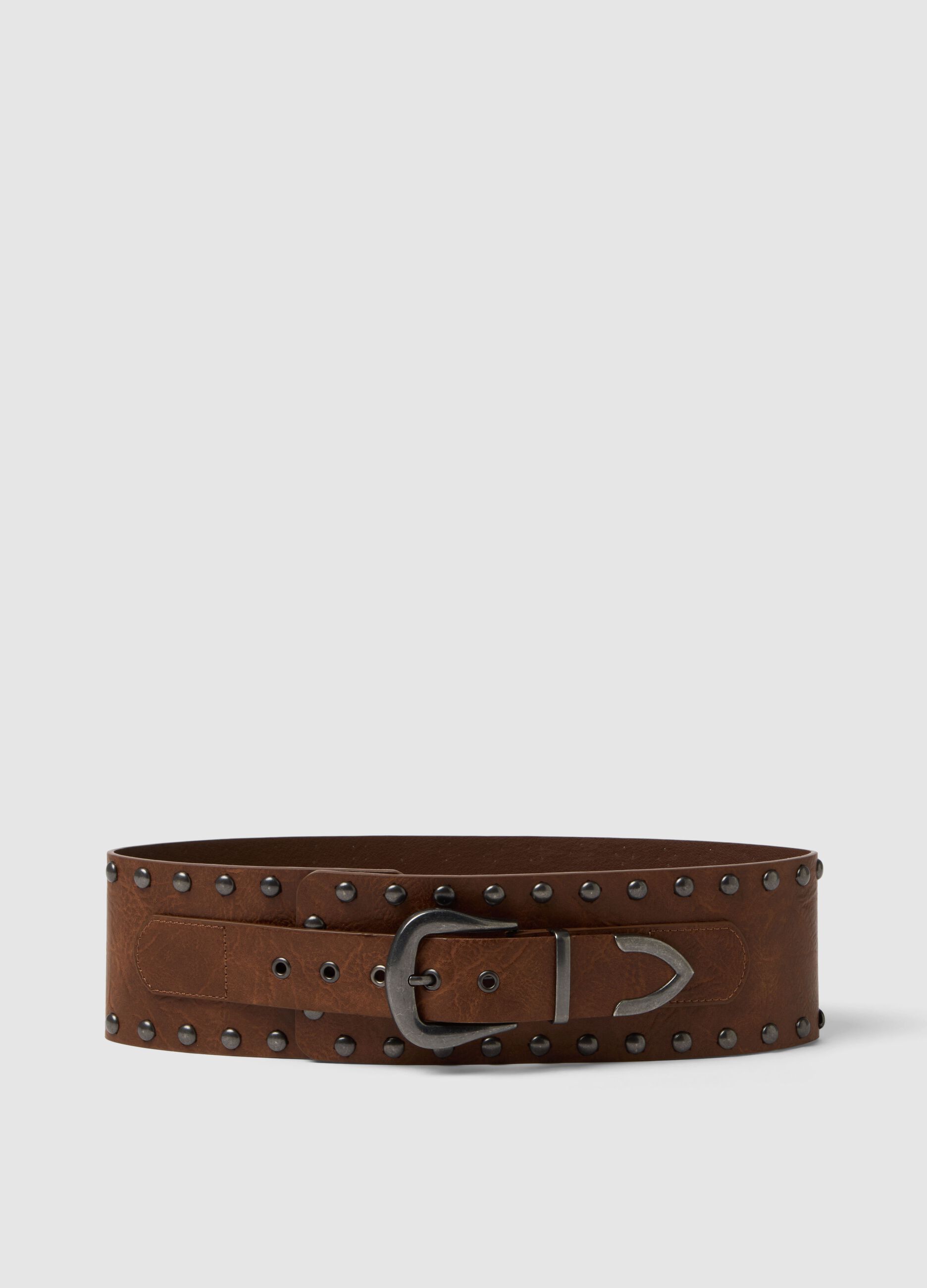 Brown belt with studs
