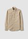Beige pure cotton shirt with snap buttons, regular fit_0