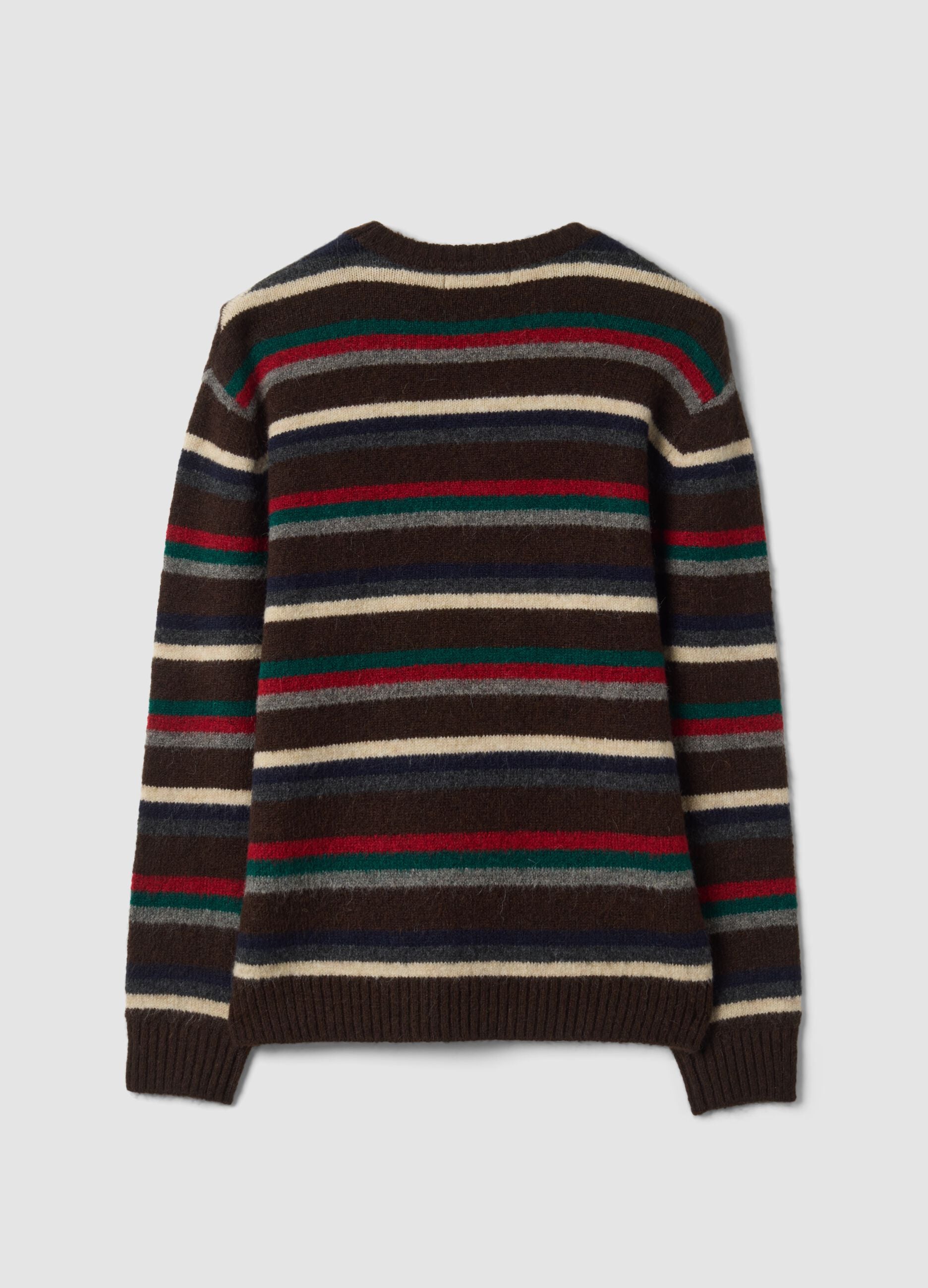 Multicolour crew-neck jumper in stretch wool and alpaca