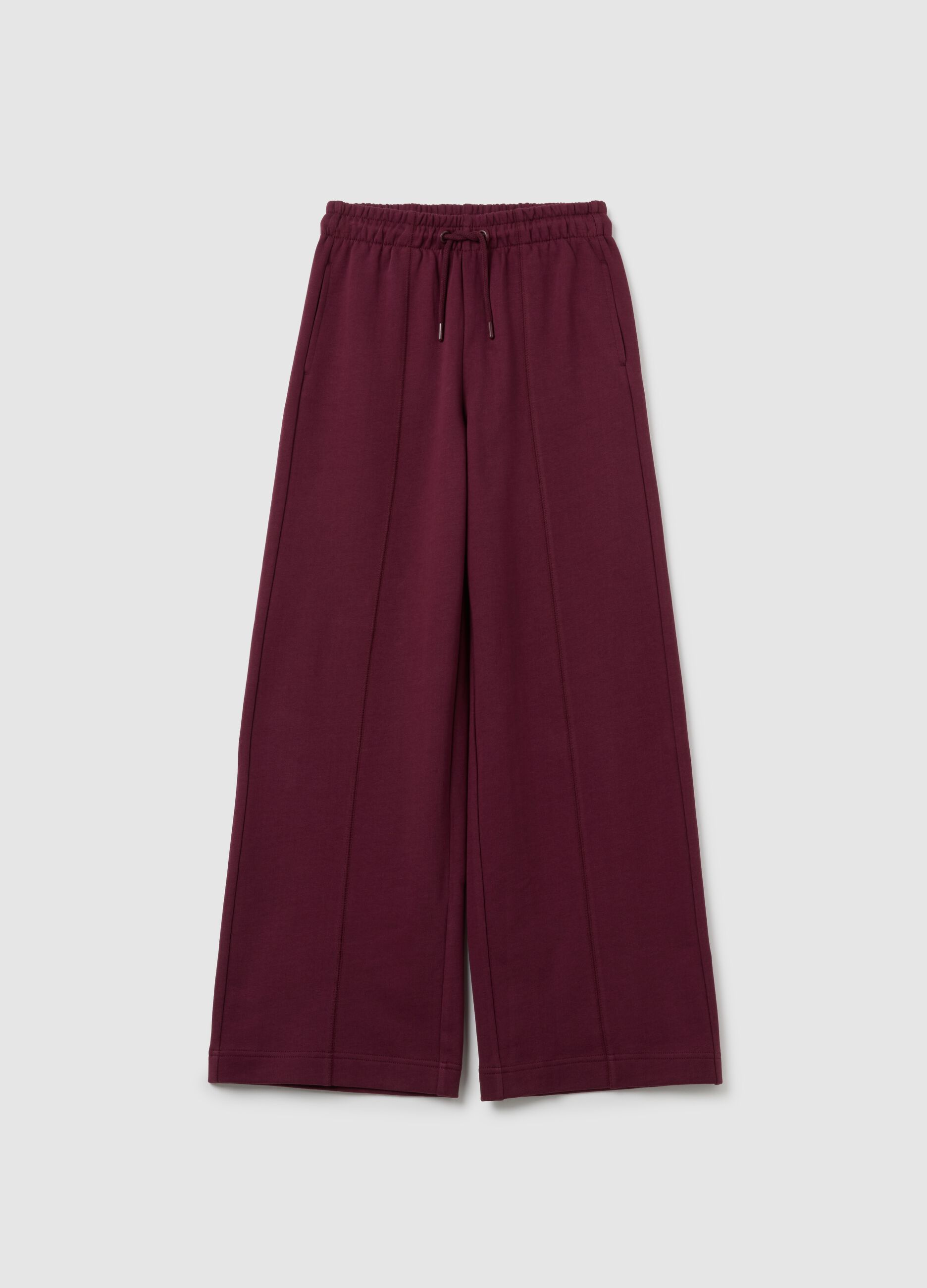 Girls' trousers in pure purple cotton regular fit
