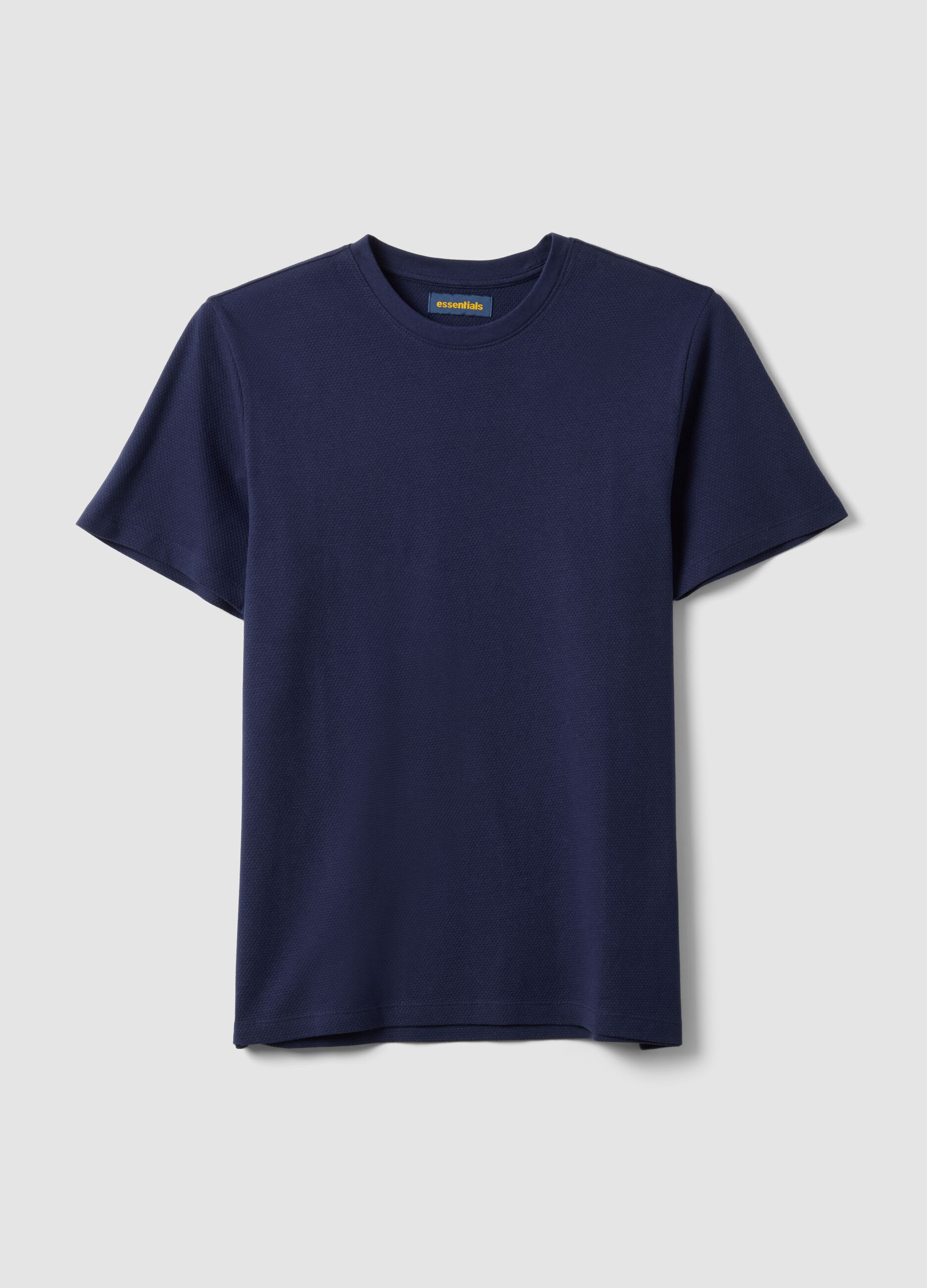 Blue short-sleeved pure cotton T-shirt