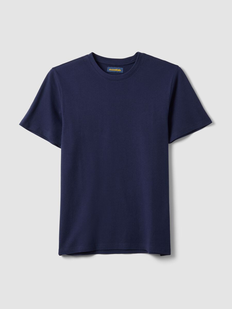 Blue short-sleeved pure cotton T-shirt_4