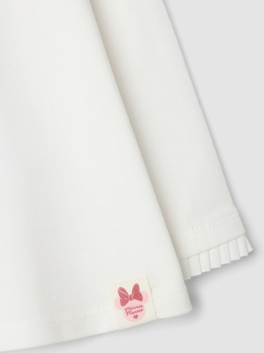 Maglietta bianca in cotone organico elasticizzato con ricamo Minnie_2