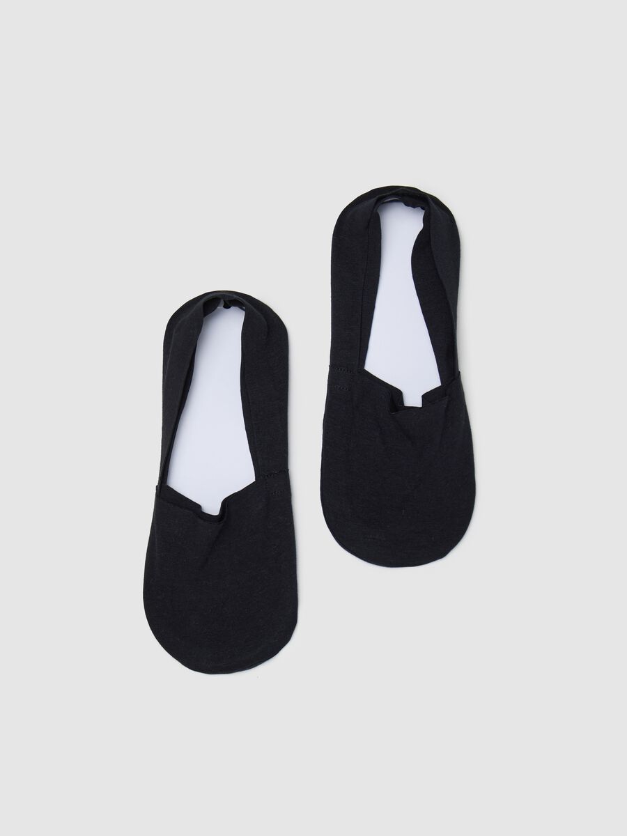 Two-pack black shoe liners in stretch cotton_0