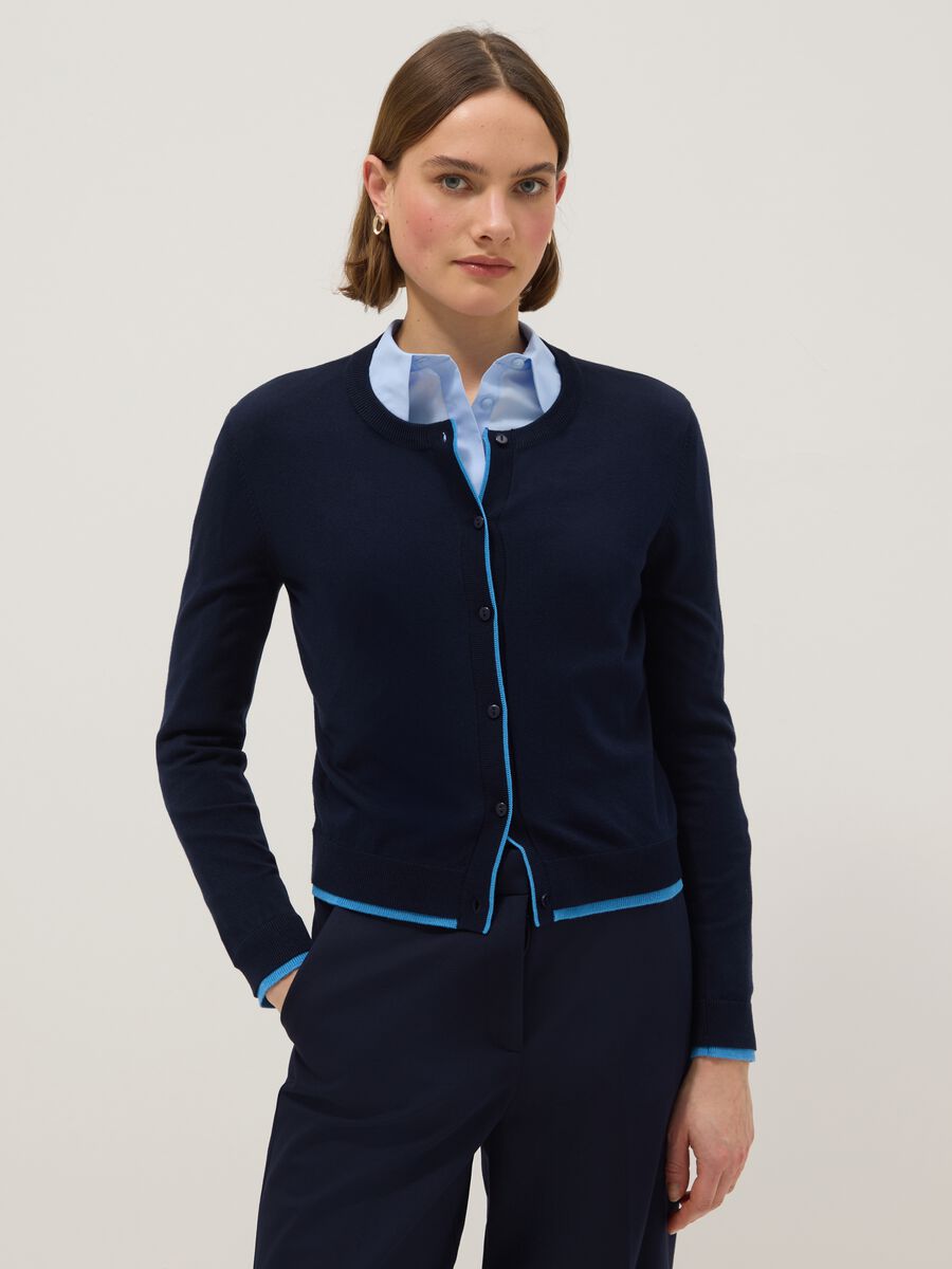 Cardigan in misto viscosa blu regular fit_0