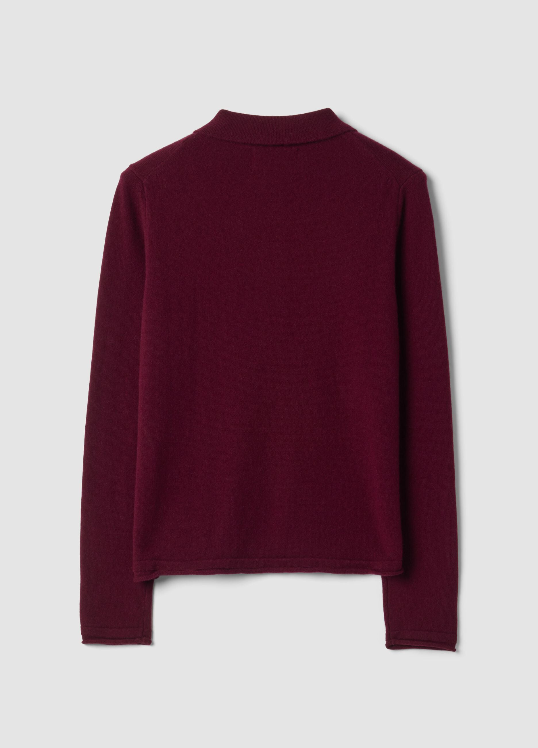 Red pure cashmere polo-collar jumper, regular fit