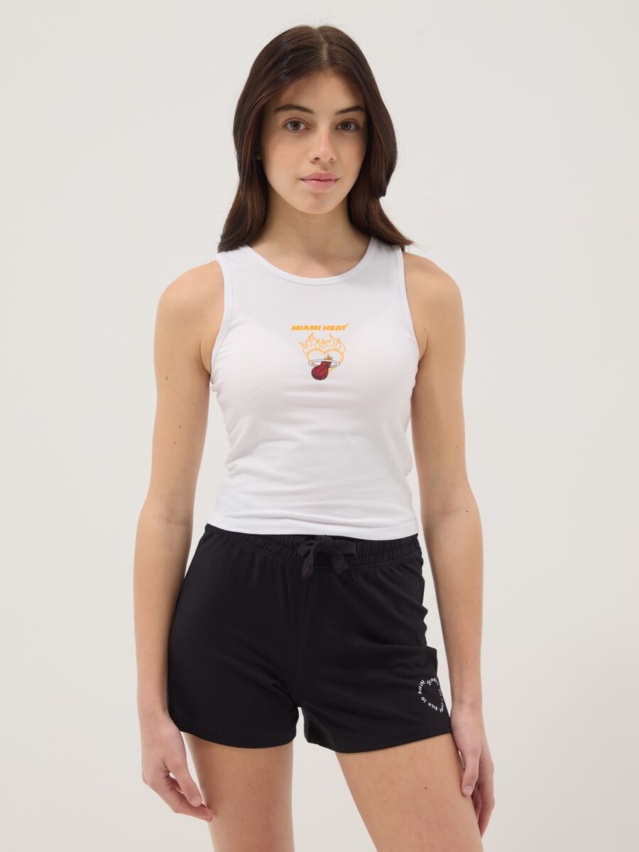 White stretch cotton tank top_0