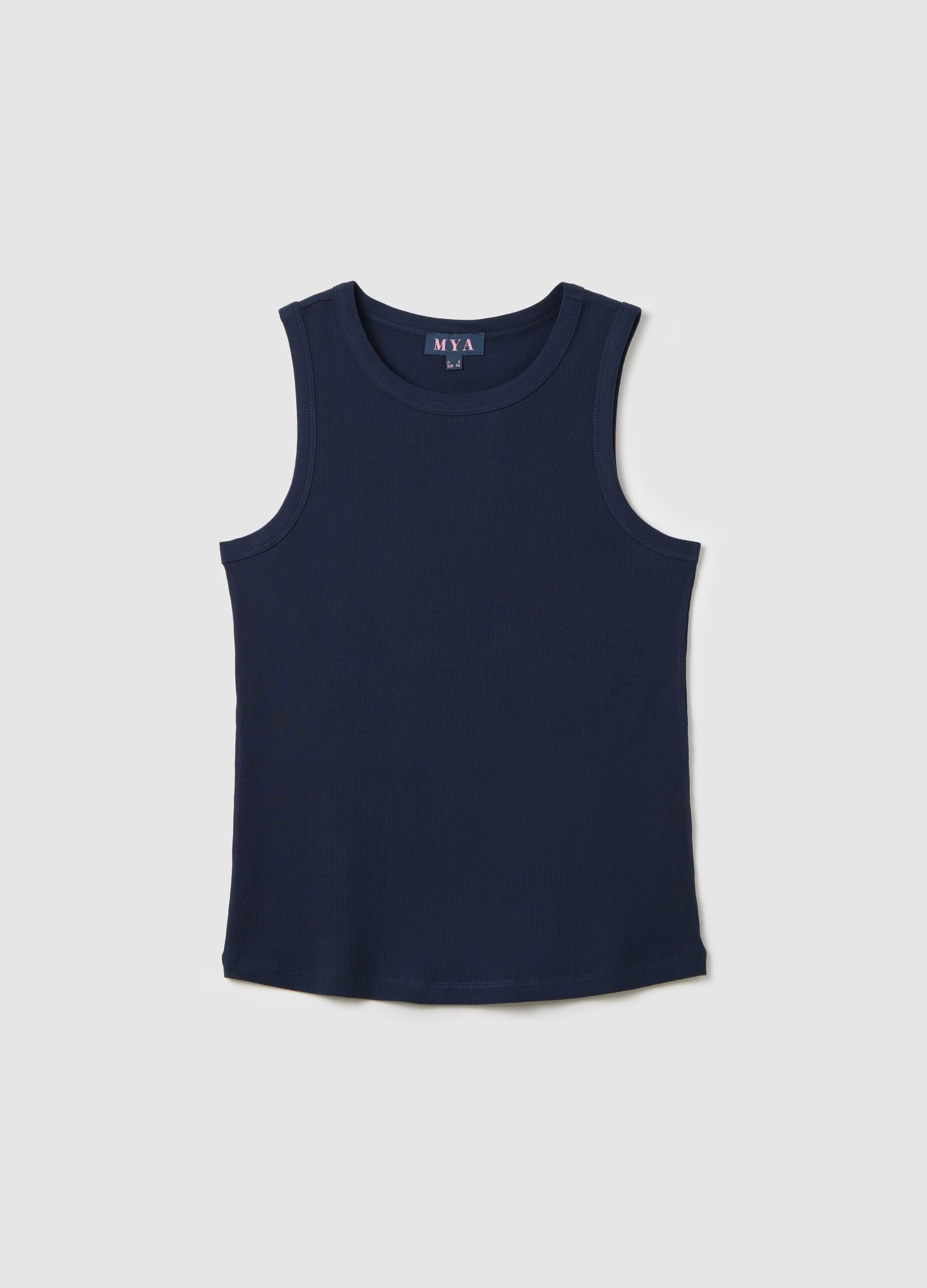 Top blu a costine 