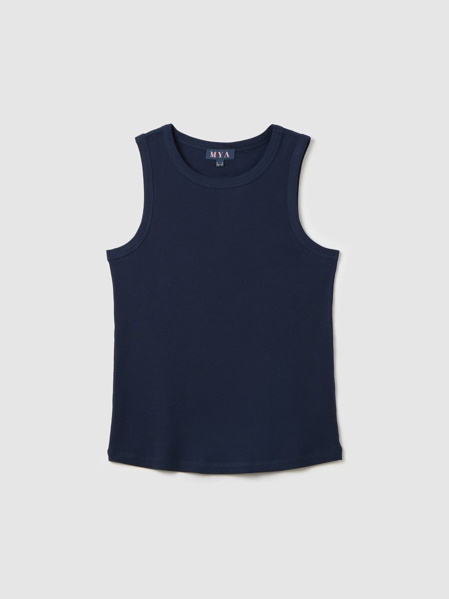 Blue ribbed top_0
