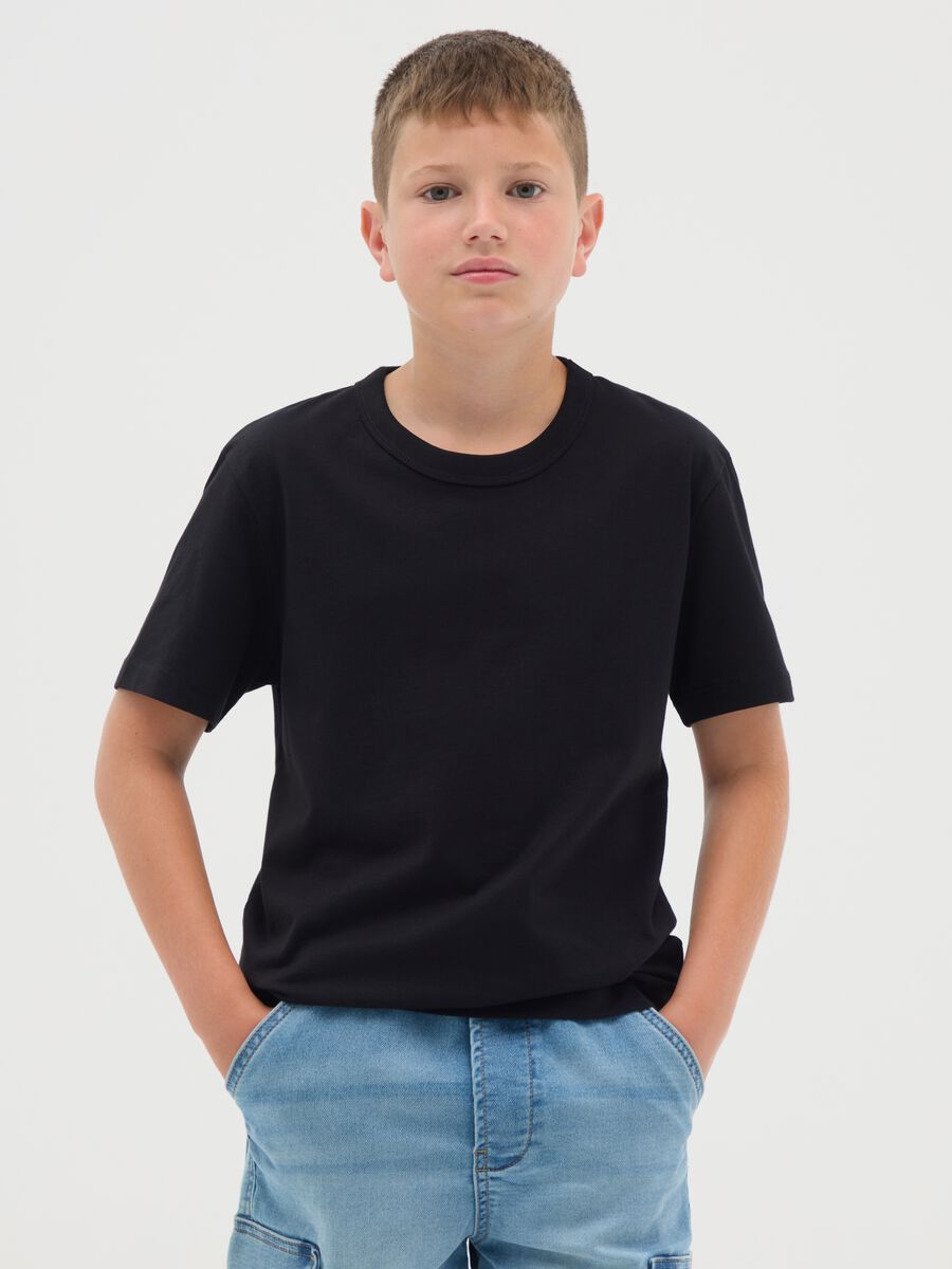 Black short sleeve organic cotton T-shirt_0