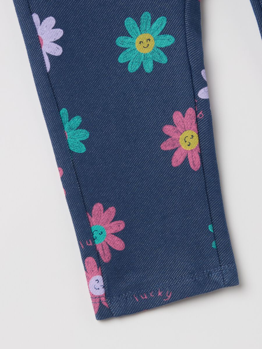 Jeggings with "lucky flower" flowers print_3