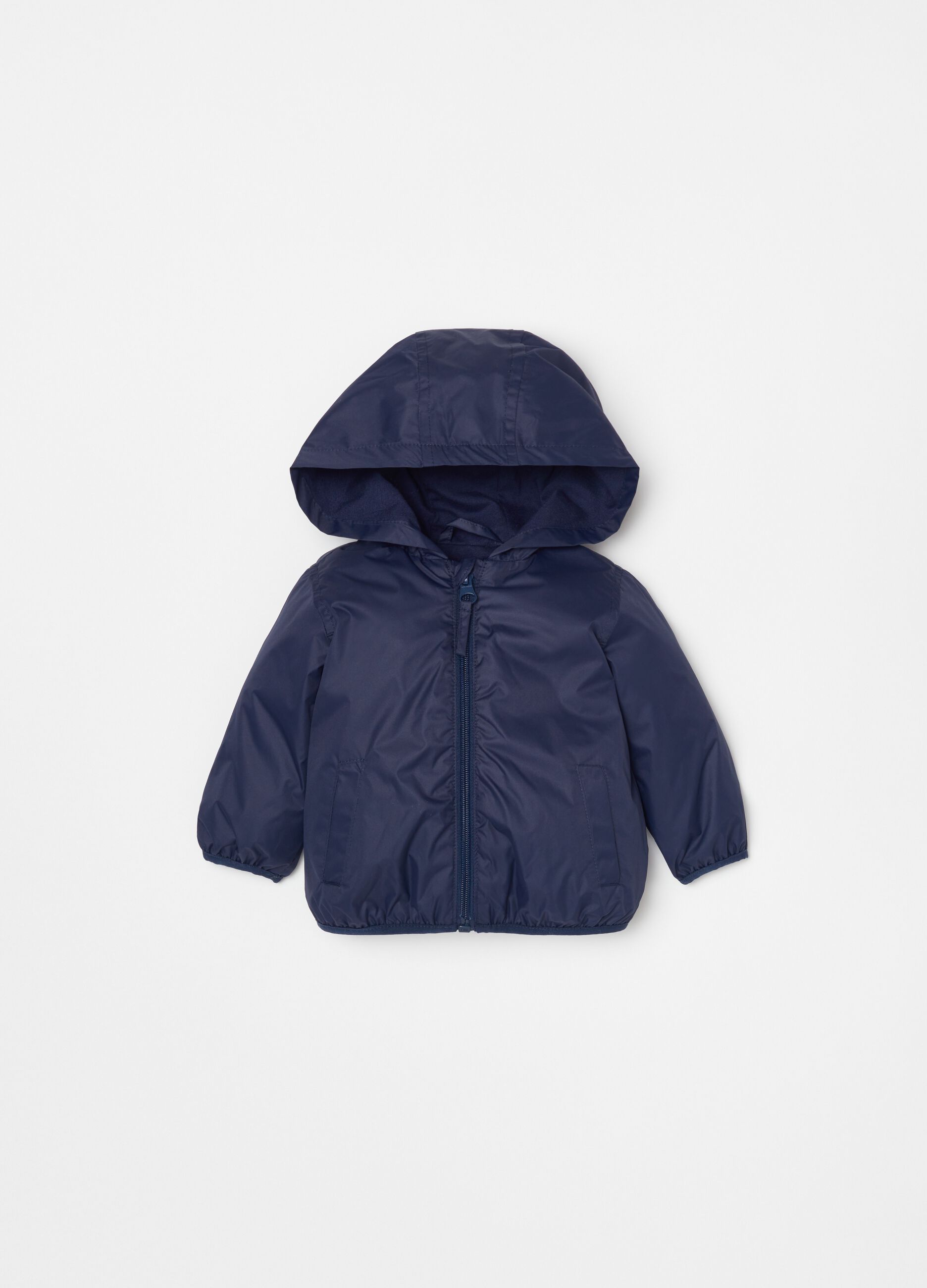 Solid colour jacket with hood
