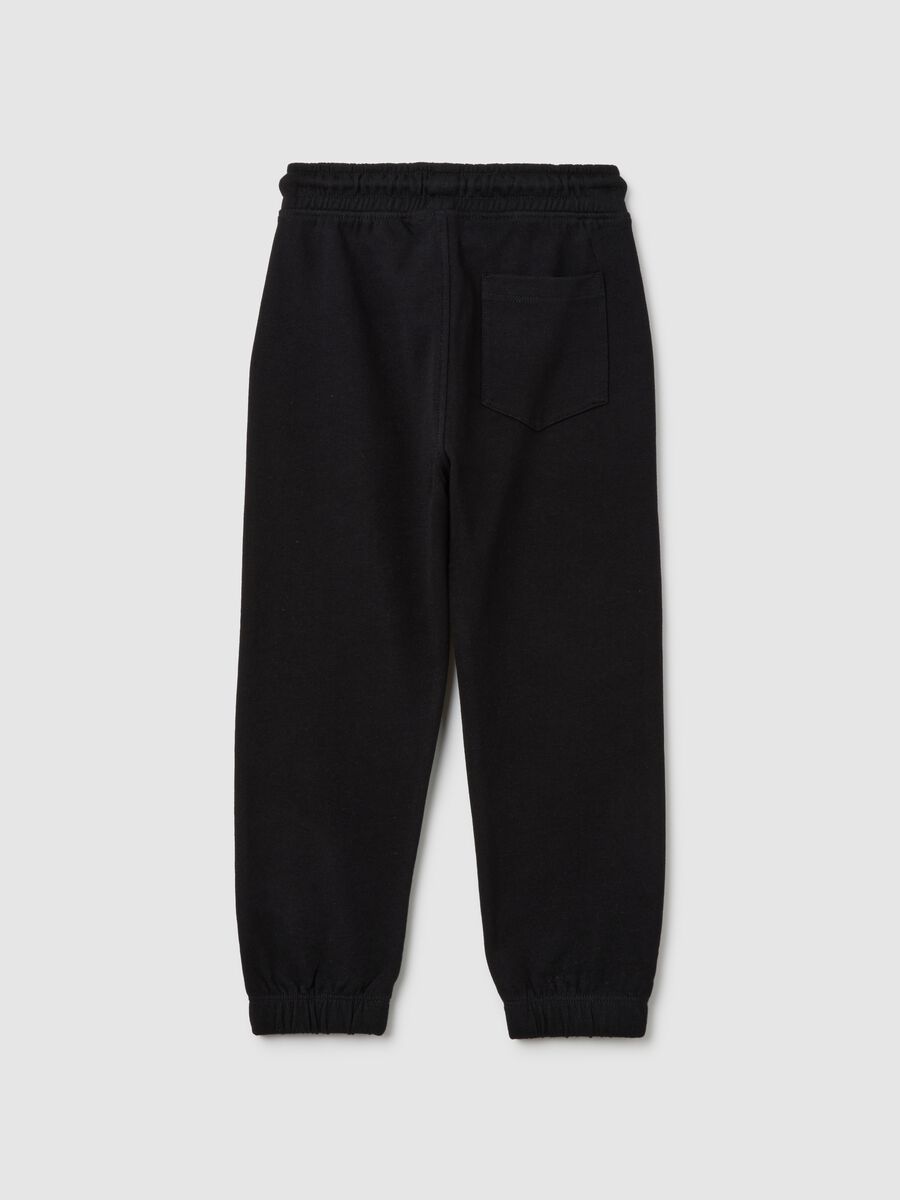 Kids' black pure cotton regular fit trousers_1