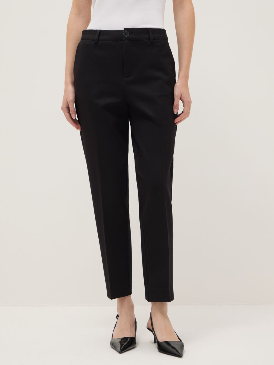 Slim fit black chino trousers_1