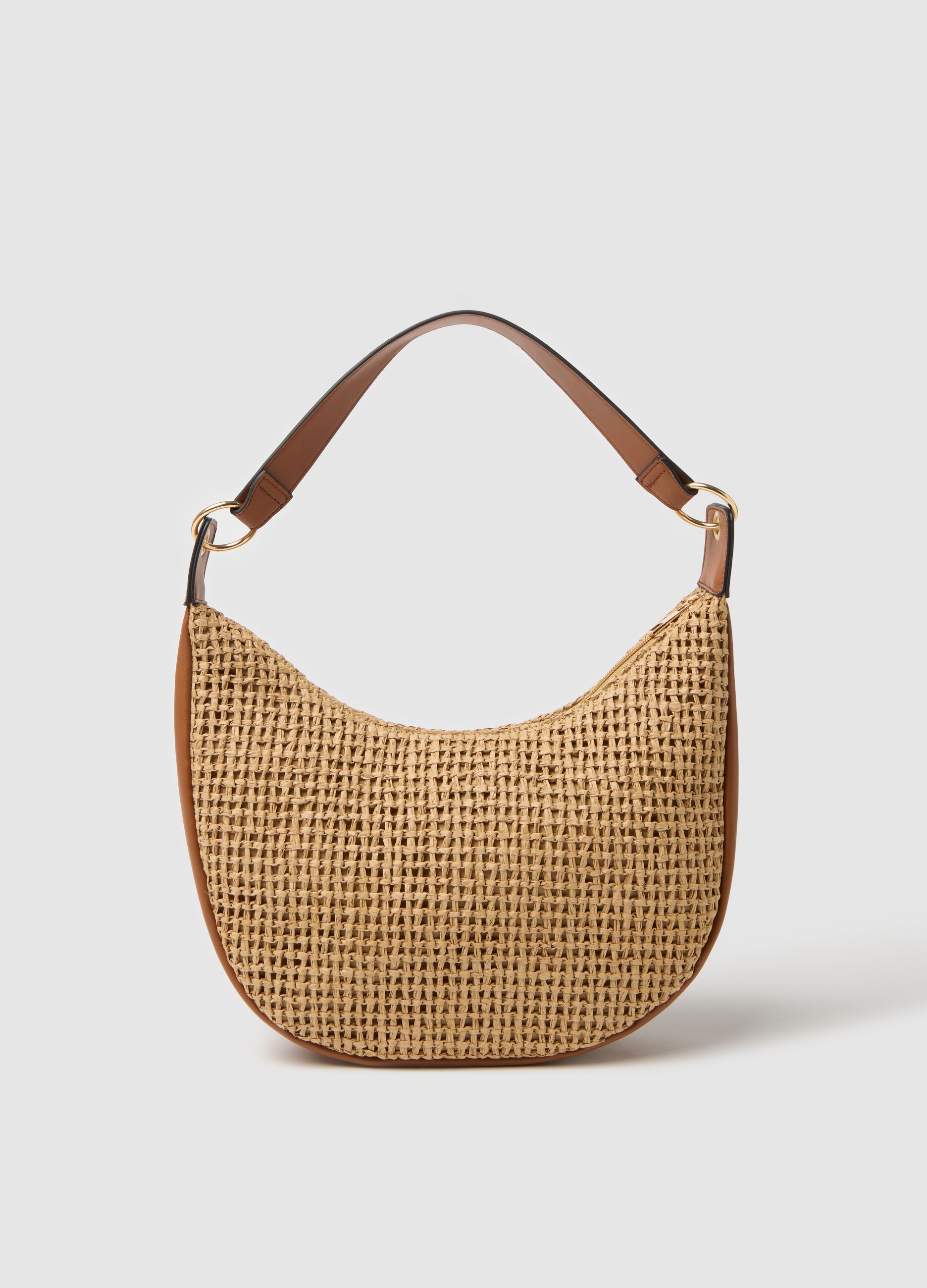 Crossbody bag in woven straw