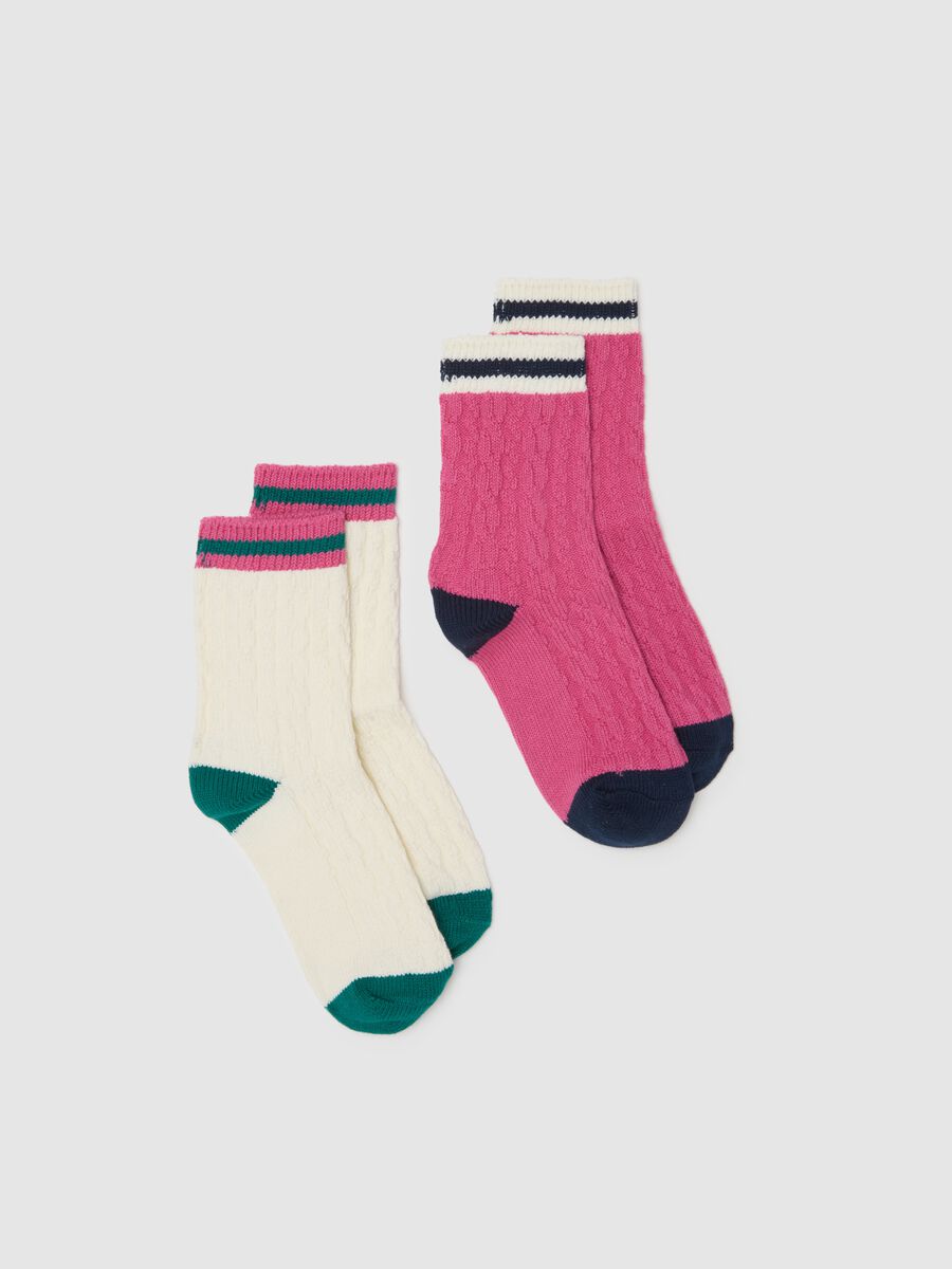 Calze lunghe da bambina in cotone multicolor elasticizzato_0