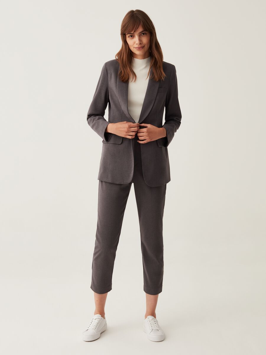 Solid colour single-breasted blazer_1
