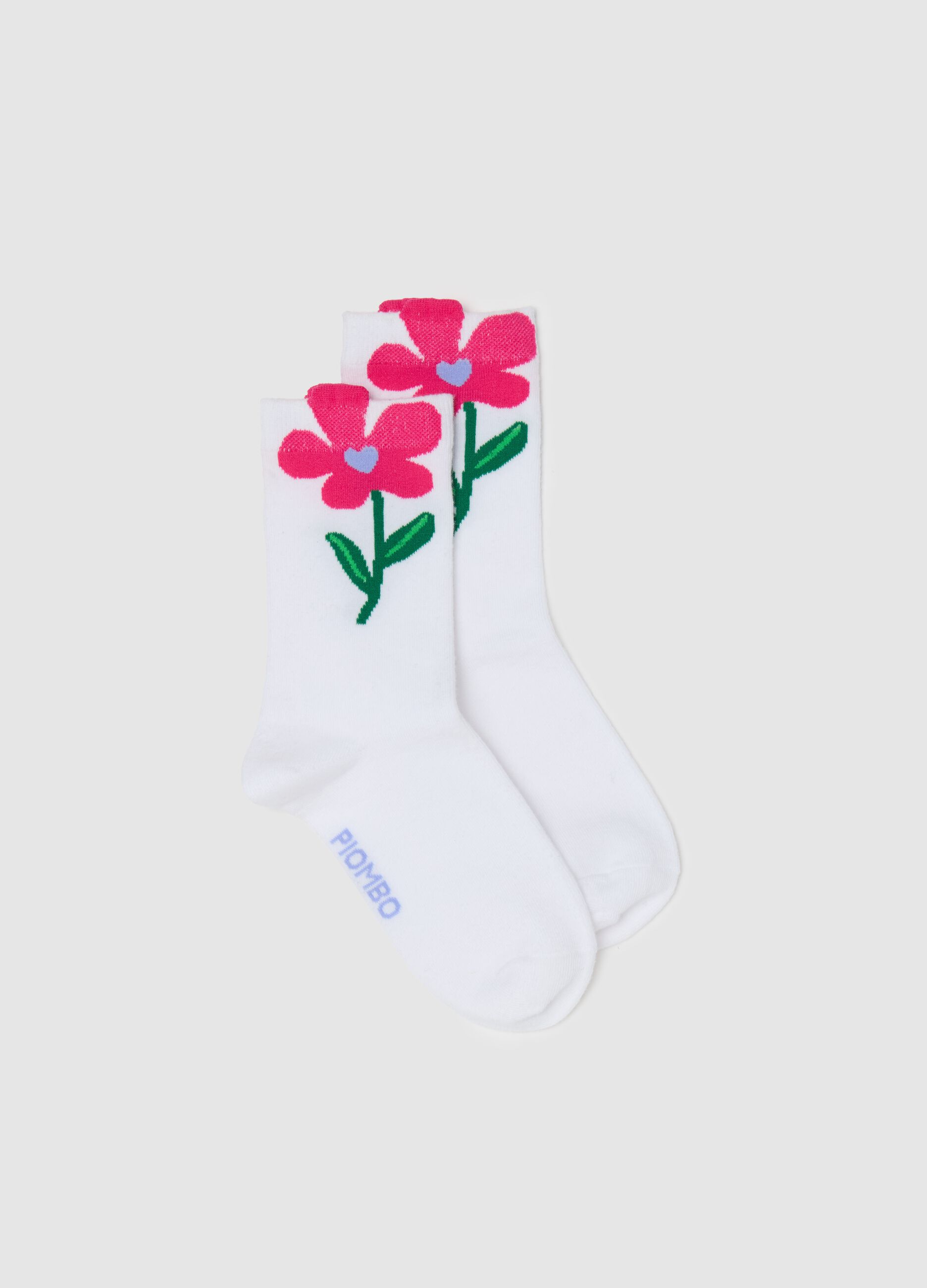 Midi socks with flower design