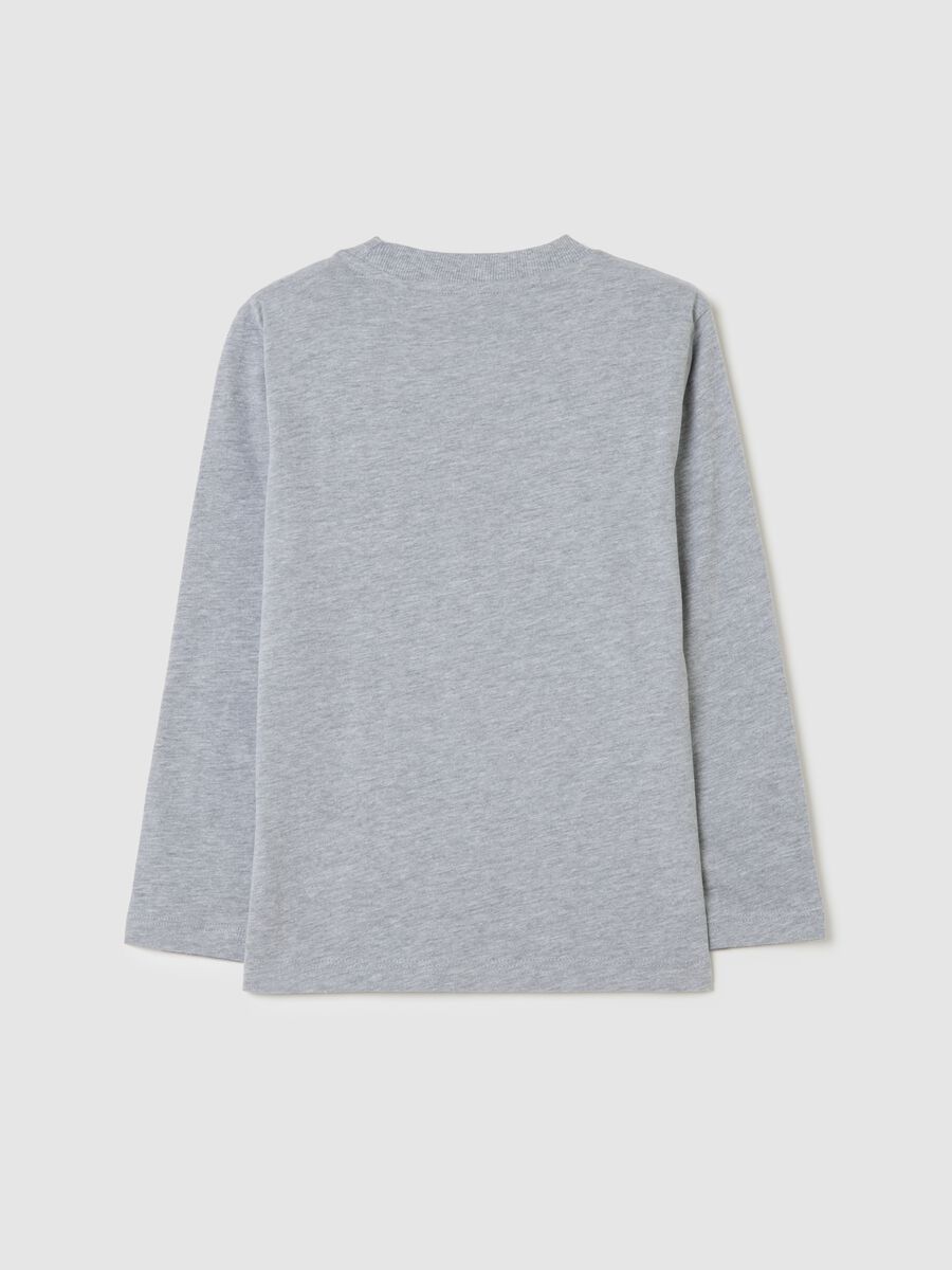 Grey regular fit pure cotton children's shirt with print_1
