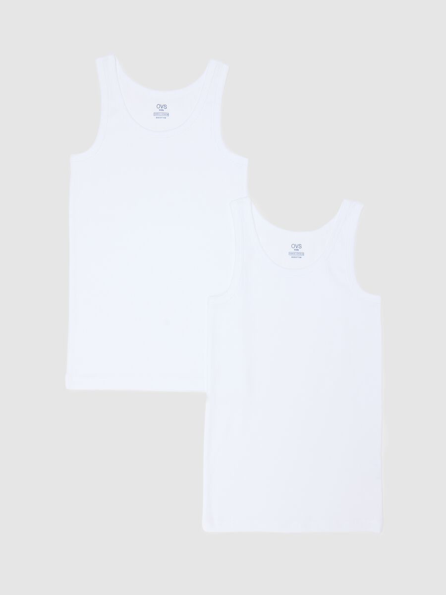 Bipack di canottiere da bambino in puro cotone bianche regular fit_0