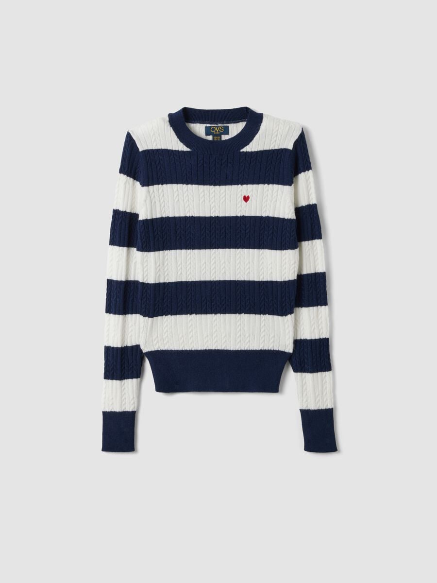 Maglia multicolor in misto viscosa a righe con scollo a barchetta per ragazza_3