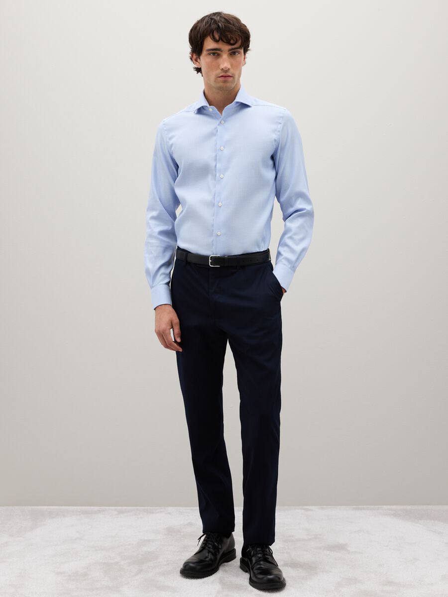 Blue long-sleeve cotton shirt_1