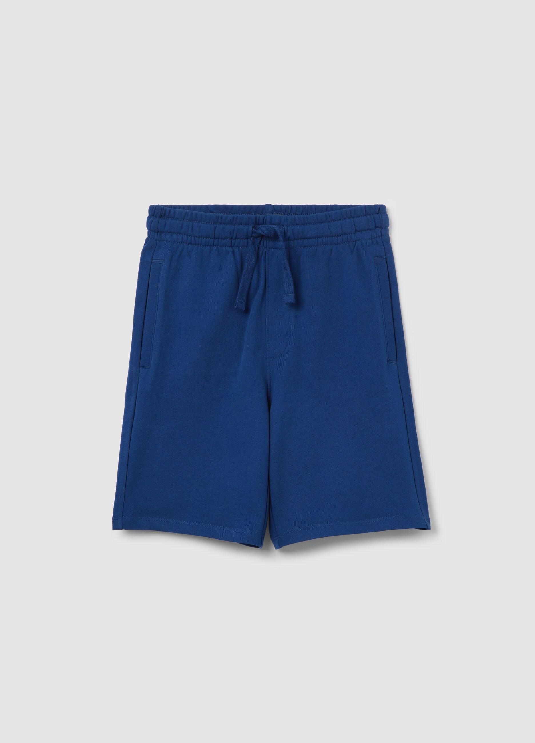 Pantaloni corti blu in puro cotone