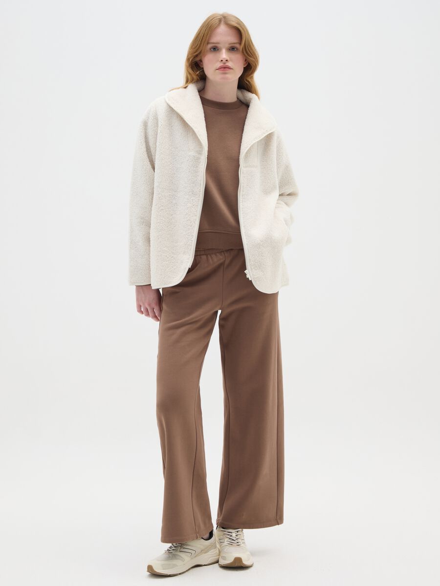 Felpa bianca regular fit con zip_2