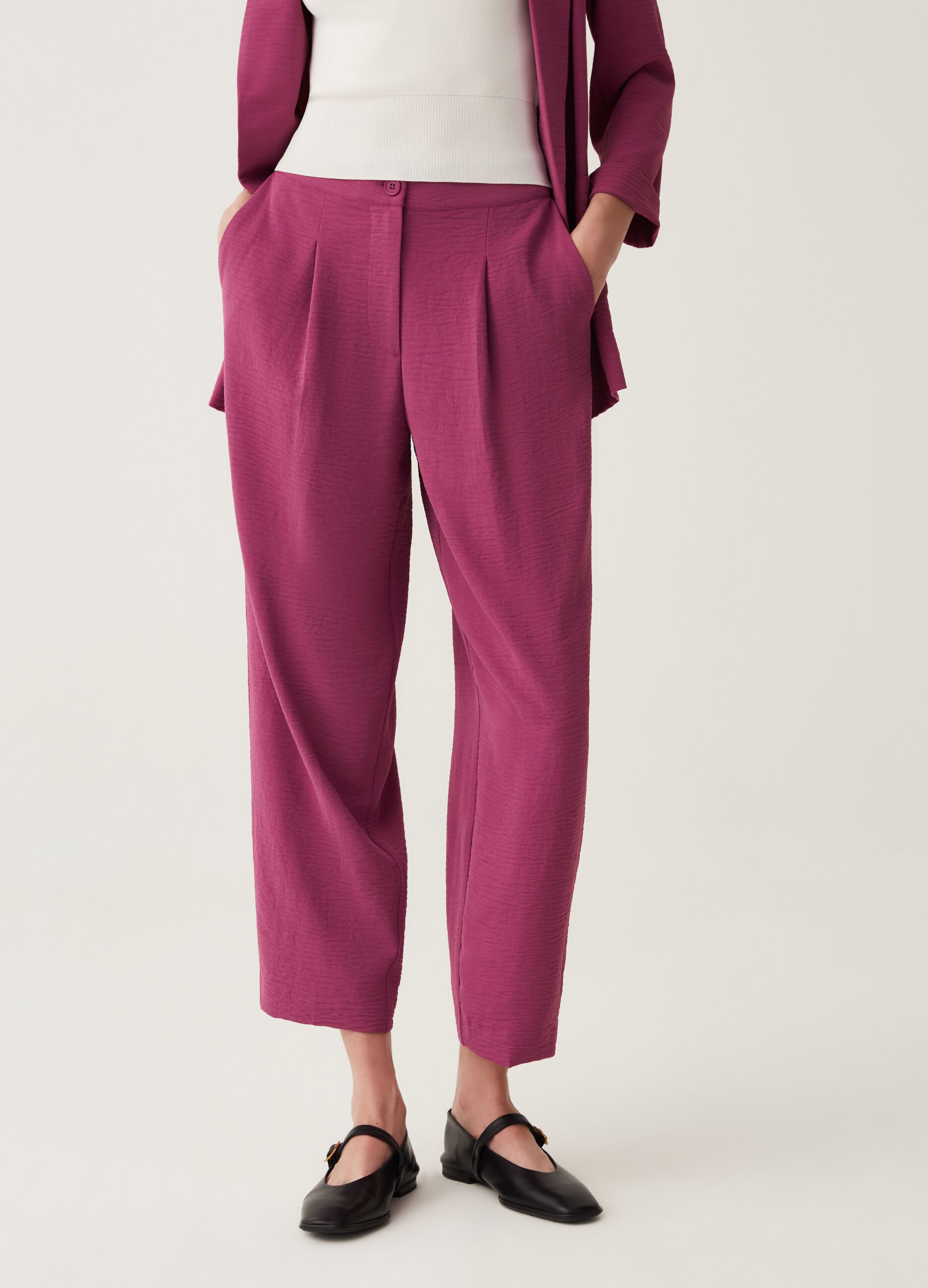 Pantalone a sigaretta in tessuto fluido_1