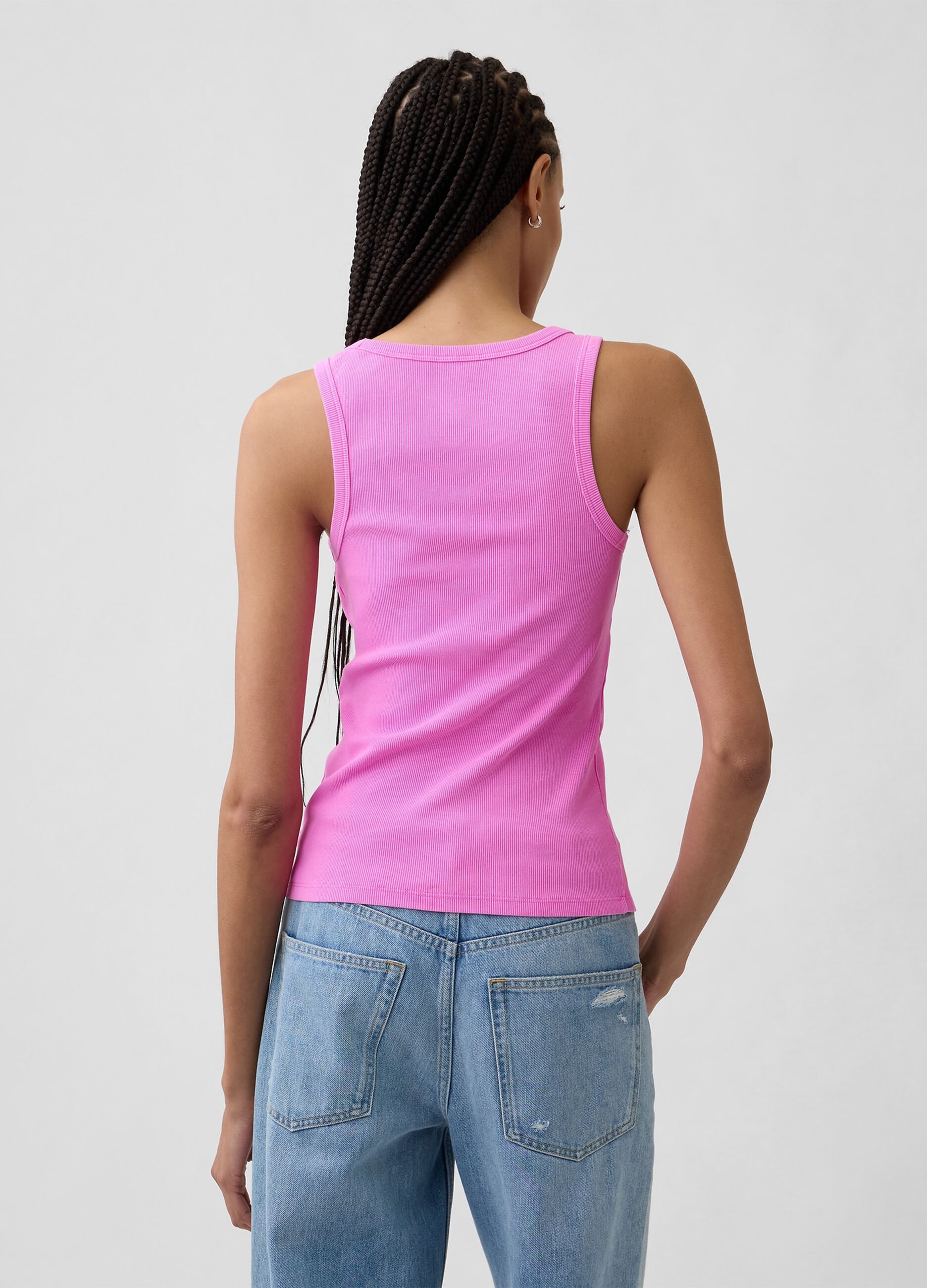 Ribbed stretch cotton tank top