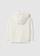 Felpa in cotone elasticizzato beige con zip e cappuccio da bimba_1