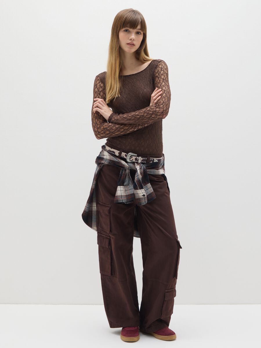 Brown stretch fabric bodysuit_1